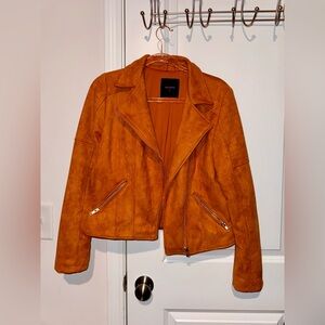 Stylish Orange Suede Leather Jacket